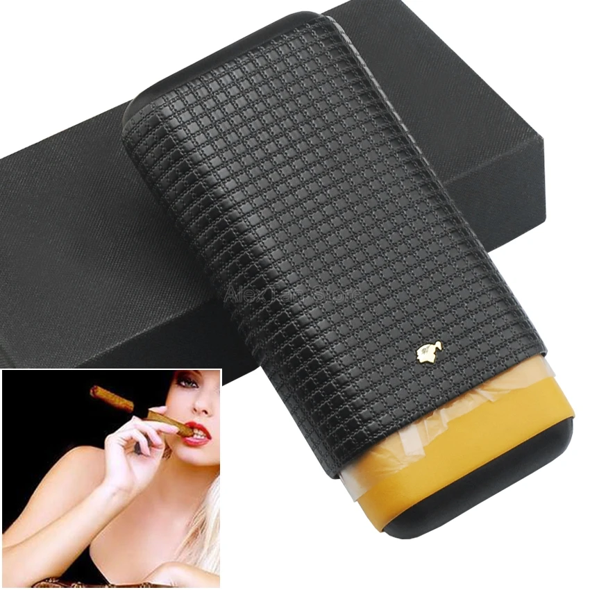 COHIBA модный кожаный чехол для сигар из кедрового дерева дорожный увлажнитель для сигар 3 трубки с подарочной коробкой чехол
