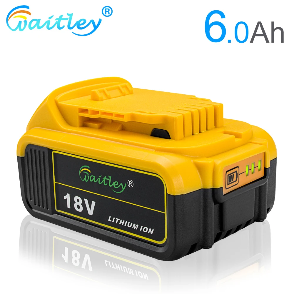 

Waitley 18V 6.0Ah DCB200 Replacement Li-ion Battery for DeWalt MAX XR power tool 18 v 6000mAh lithium Batteries