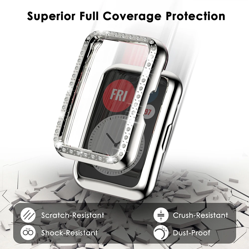 Case for Huawei Watch fit Cover Plated Accessories TPU Bumper All-Around Screen Protector and Bling Case for Huawei Watch fit