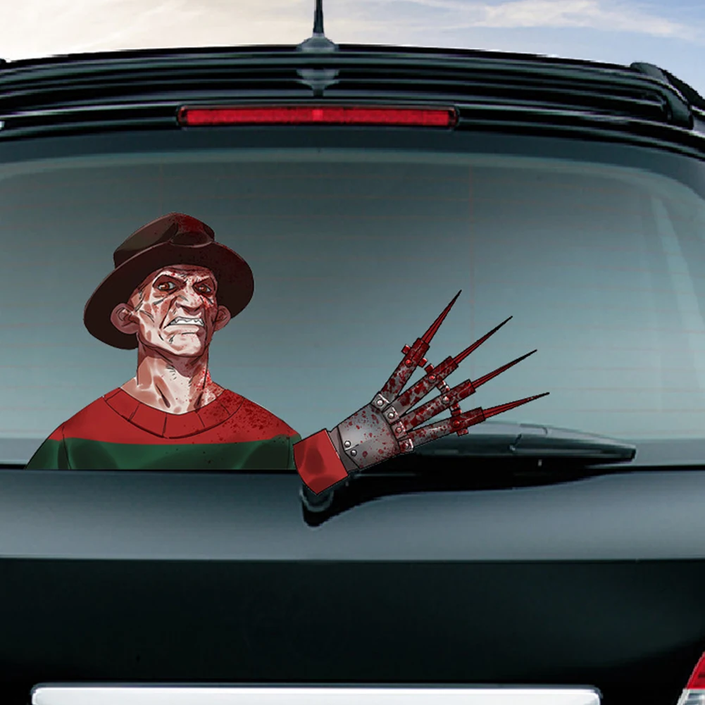 

Removable Rear Windshield Cartoon Printed DIY Auto Wiper Sticker Horror Vehicle Reusable Halloween Decal Car Styling PVC