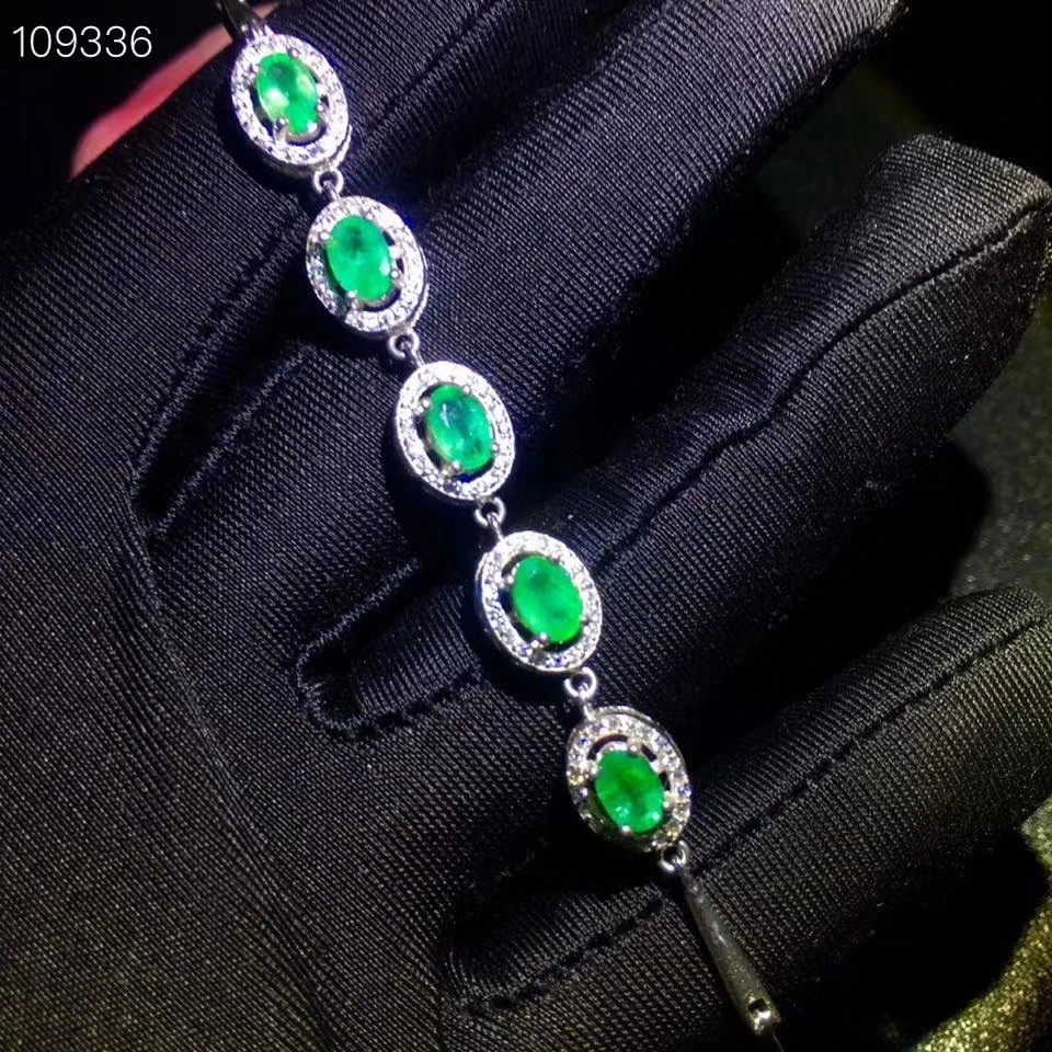 

KJJEAXCMY fine jewelry natural Emerald 925 sterling silver new girl gemstone hand bracelet Gift Birthday Party Wedding Engagemen