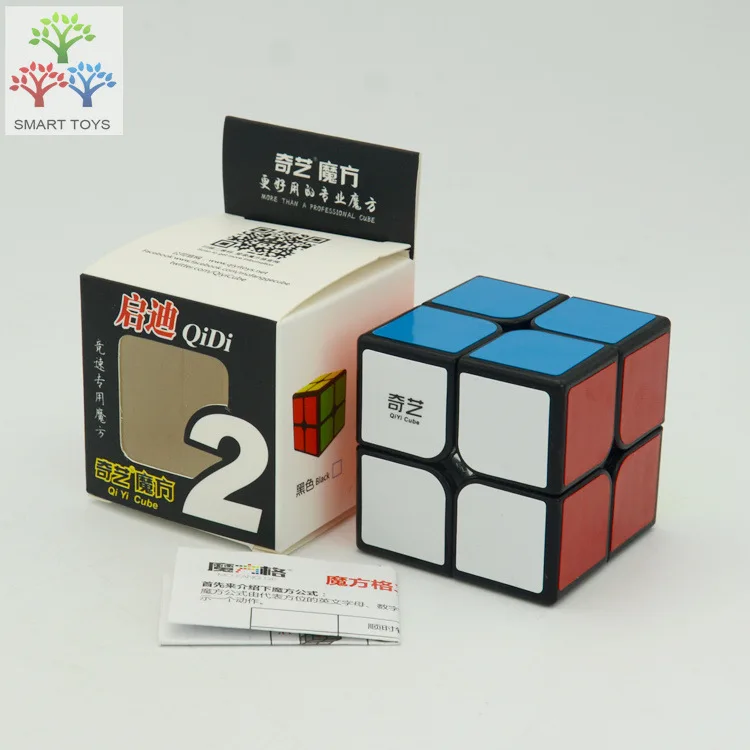 Black QIYI QIDI 2X2X2 магический скоростной кубик Карманный без наклеек профессиональные детские 2x2 скоростные кубики Обучающие забавные игрушки для детей подарок - Цвет: Black