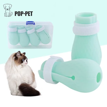 

4PCS Pet Cat Shoes Anti-scratch Kitten Wash Shoes Adjustable Cats Gloves Anti Scratching Boots Bath Trim Nail Cat Products