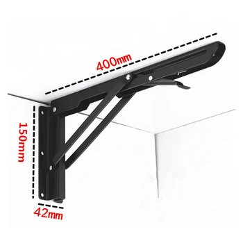 

2PCS 400mm x 150mm Decorative wall mounted shelf triangle folding foldable metal bearing table support Shelf Bracket