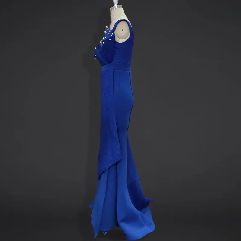 Burgundy Long Maxi Dress for Women Plus Size Blue Sexy Evening Floor Length Off The Shoulder Beading Sleeveless Mermaid Dresses