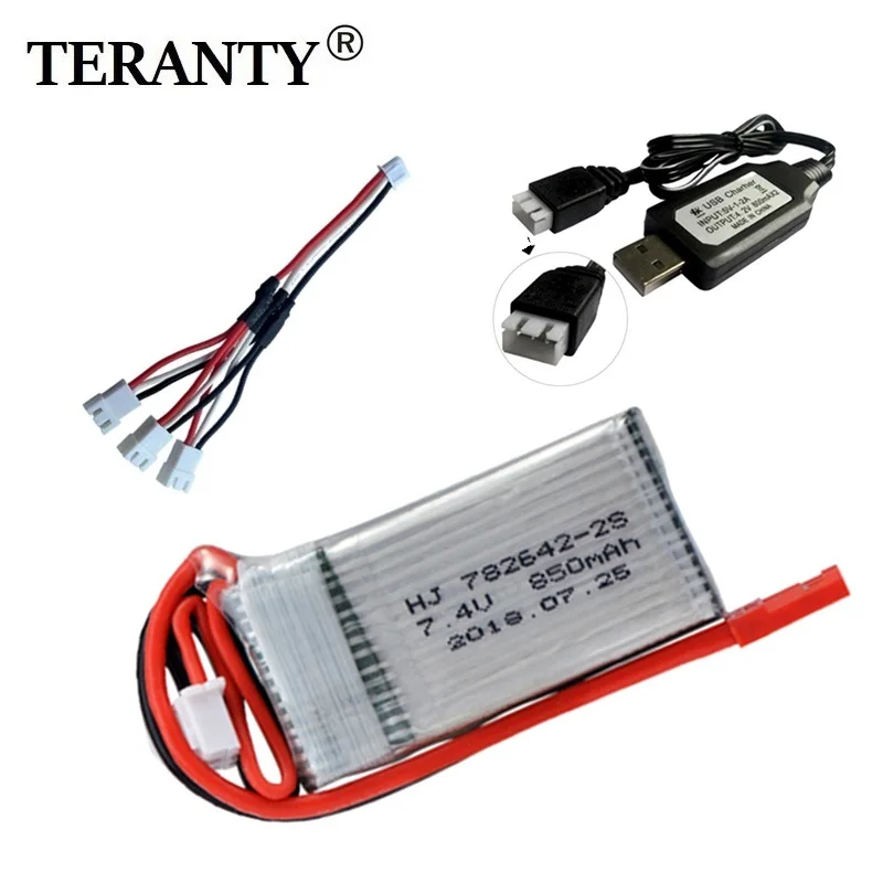 Аккумулятор lipo 7 4 в 850 мАч с usb для WLtoys V912 V262 V353 BQ202 запасные части
