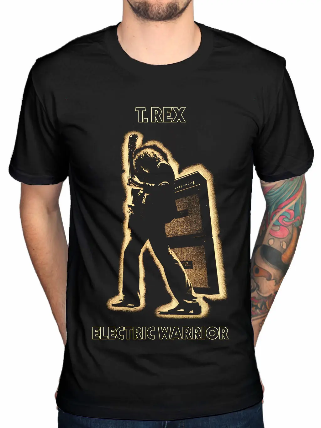T Rex Electric Warrior Mens Black Cotton Top T-Shirt Tee New Funny Clothing Casual Short Sleeve Shirts Summer O-Neck Tops | Мужская
