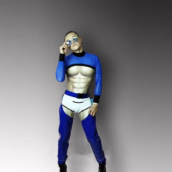 

Bar and nightclub male singer DJ gogo DS foreign Muscle Men's fashion brand half Sexy Party Costume
