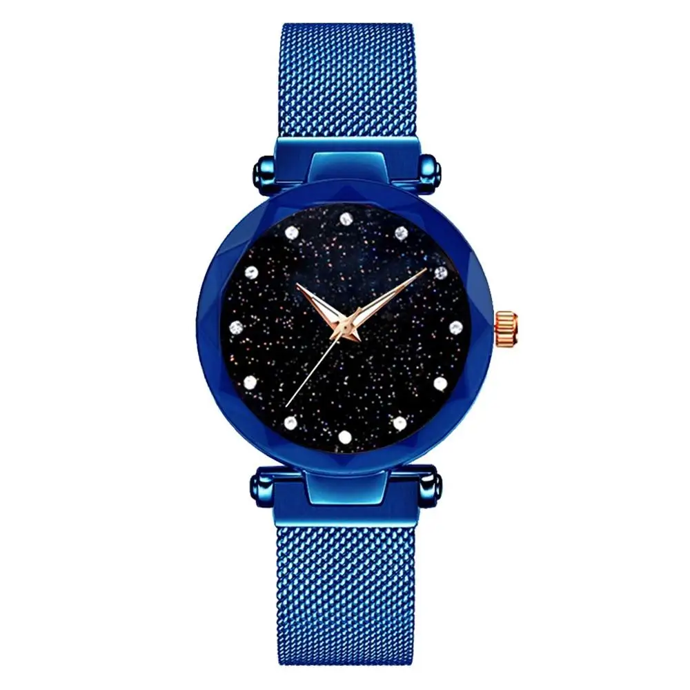 Роскошные часы звездного неба, модные женские часы, стальные магнитные Женские кварцевые наручные часы с бриллиантами, Часы Montre Femme A30 - Color: Blue