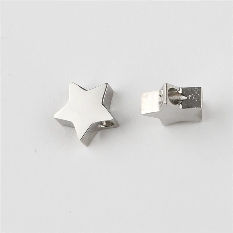 X-ROYAL 10 шт/партия 7,5*8 мм звезда форма из нержавеющей стали DIY свободные бусины 1,8 мм отверстие ювелирные изделия Подвески пятиконечные звезды металлические бусины
