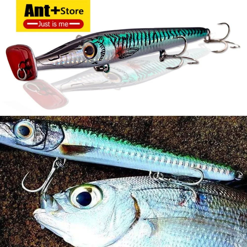 

nieuwe150mm popper lange cast potlood topwater drijvende aas voor bas pike bluefish knappe wobblers naald lokken zargana