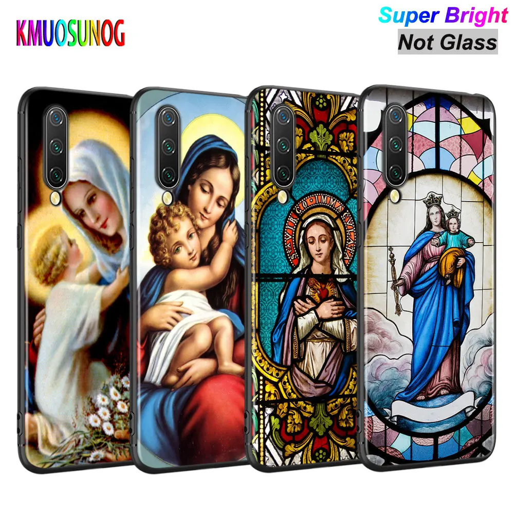 Черная крышка Девы Марии Кристиан для Xiaomi Mi A3 A2 A1 5X6X6 8 9 Lite 9SE CC9 F1 9T 9TPro Play чехол