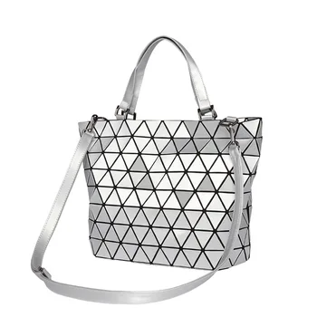 

Designer Matter Triangle Geometric Tote Bags For Women 2019 PU Leather Chic Stylish Shopping Handbags With Crossbody Strap Bags