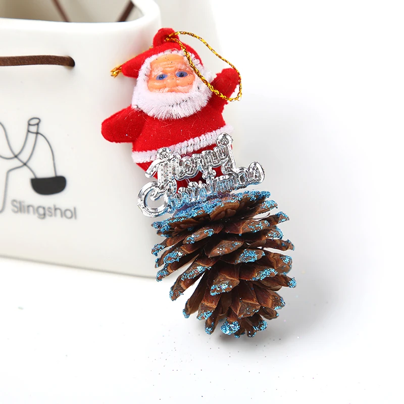 Novelty Christmas Tree Santa Claus Pine Cone Hanging Decoration Decor Supplies