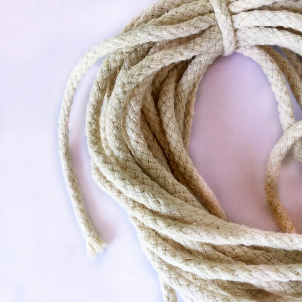 10 Meters Pure Cotton Rope Braided Twisted Cord Twine Sash For DIY Craft 5mm