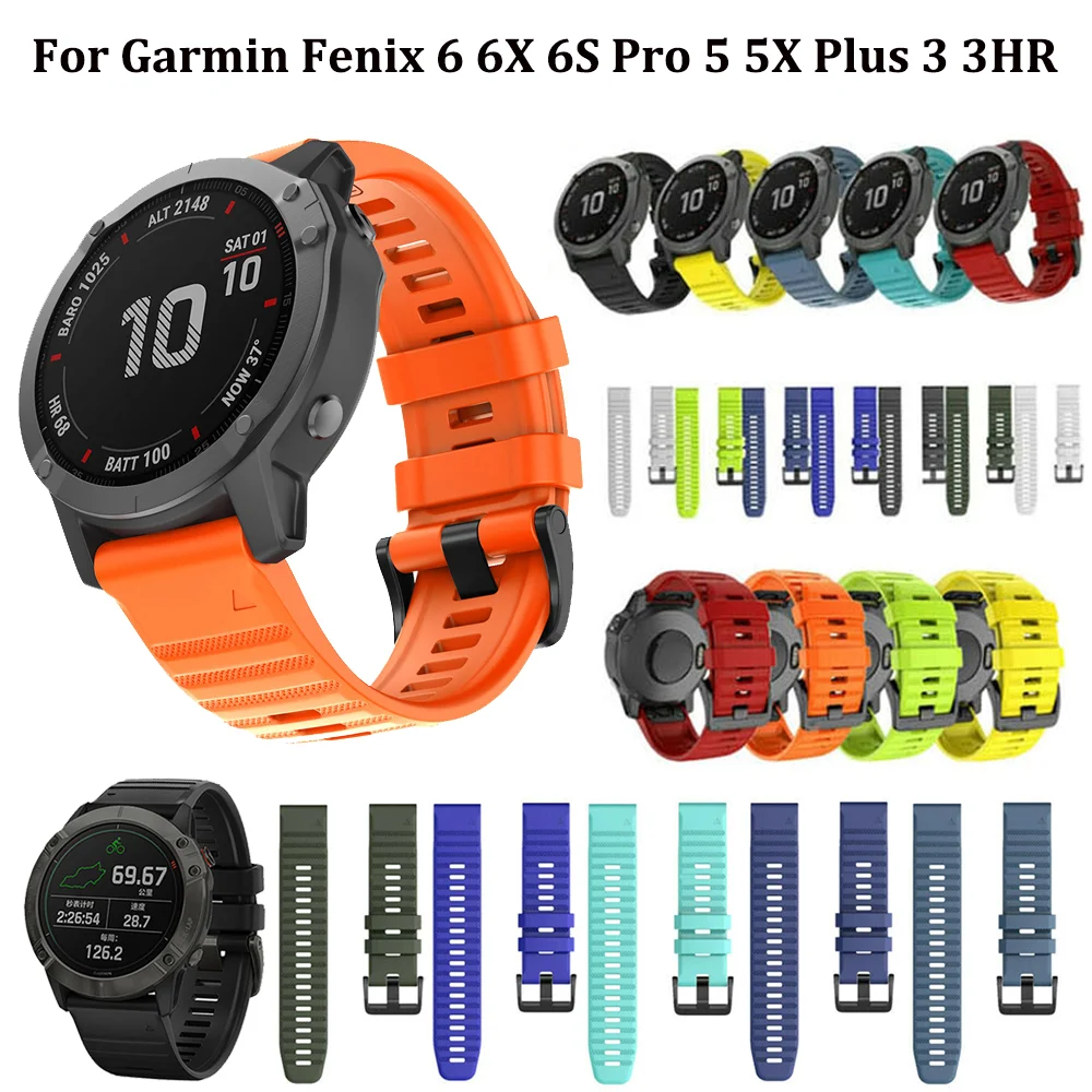 Hot 20/22/26mm Smart Watch Band Straps For Garmin Fenix 6 6S 6X Pro 5 5X 5S 5S Plus 3HR 935Quick Release Strap Silicone Bracelet jker 22 26mm smart watch band straps for garmin fenix 6 6x 6s 5x 5 5s 3 3hr forerunner 935 945 quick release silicone wirstband