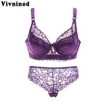 Плюс размер сексуальный кружевной бюстгальтер наборы для женский бюстгальтер пуш-ап белье наборы Bralette тонкие 3/4 чашки Бюстгальтеры наборы Мода Мягкое нижнее белье набор