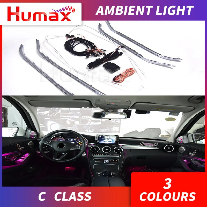 Для Mercedes C class Interior car DIY 3 цвета светодиодный светильник окружающего воздуха аудио динамик вращающийся вентиляционное отверстие с подсветкой аксессуары для автомобиля