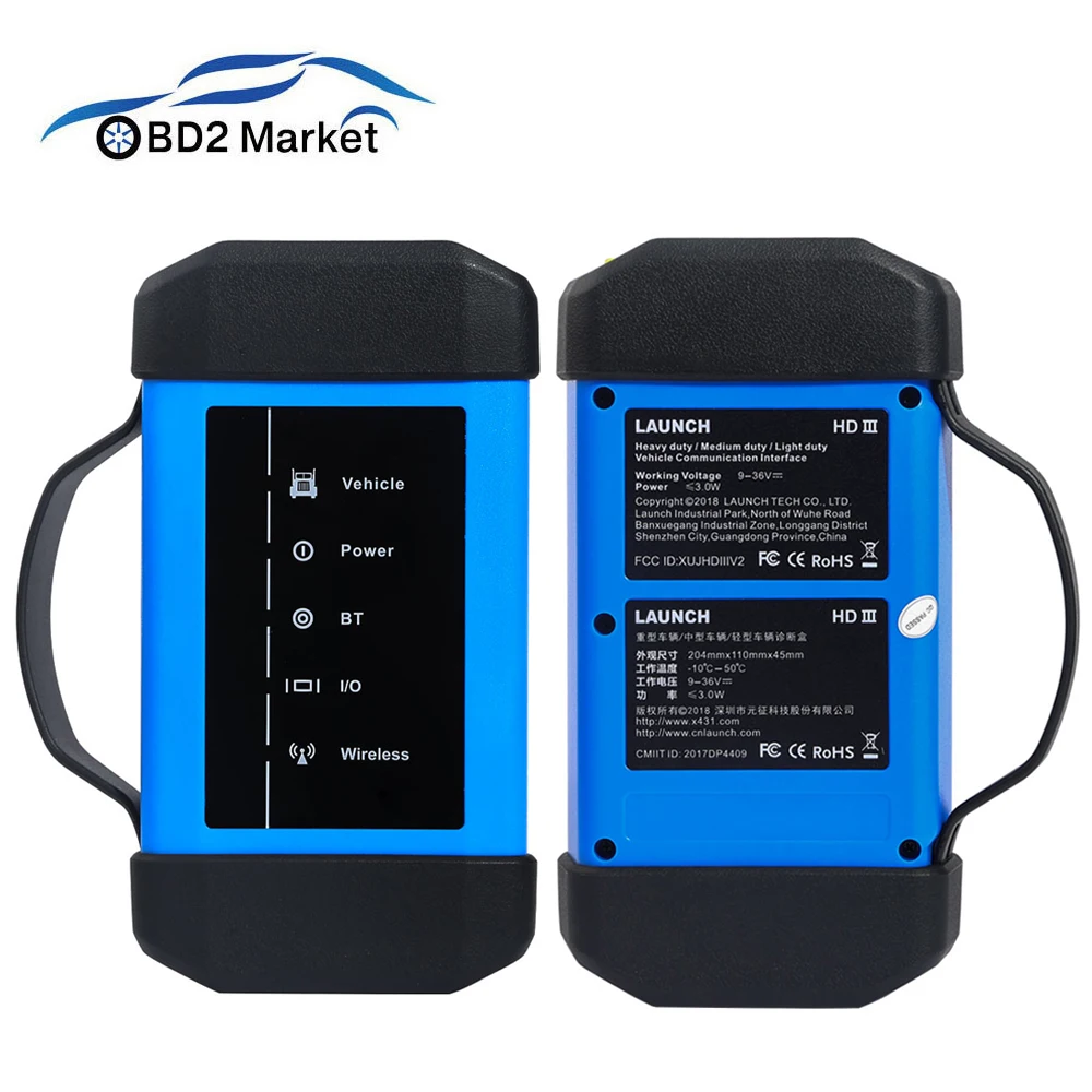 LAUNCH X431 HD3 сверхмощный грузовик диагностический инструмент OBD2 Bluetooth/USB сканер использовать для X431 V+ PRO3 PAD II PAD III сканеры