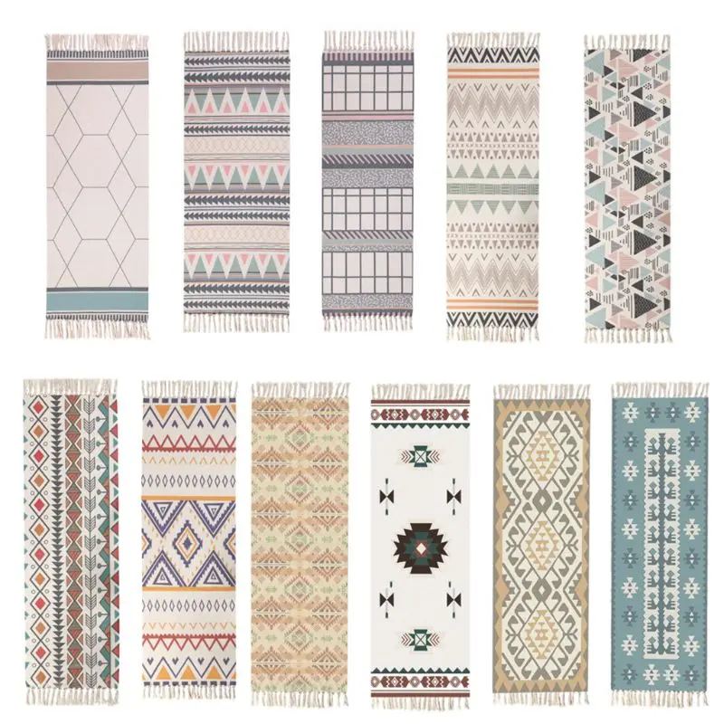 

Cotton Linen Tassel Carpet Fabric Rug Mat Bedroom Door Decor Tapestry Blanket Home Dining Room Decorations Tapestry
