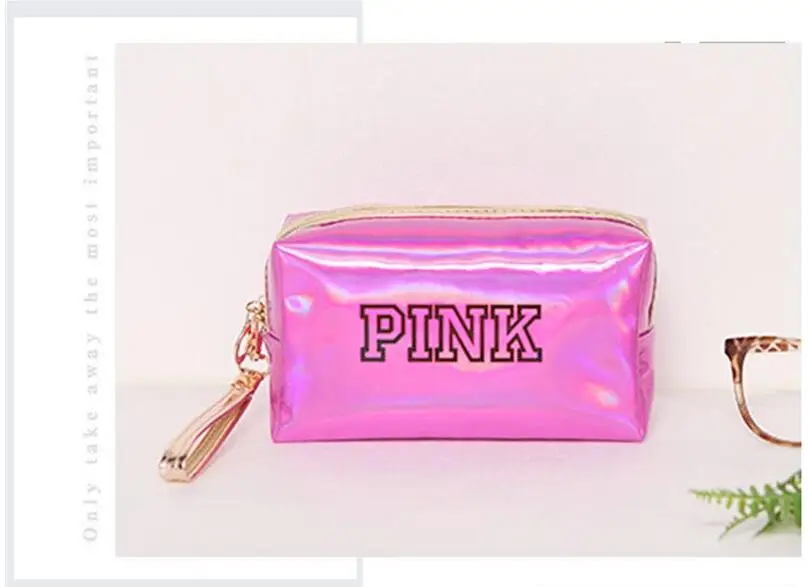 Женская косметичка, розовая косметичка с лазерными блестками, Водонепроницаемая мини-сумка-Органайзер, маленькие и женские косметички