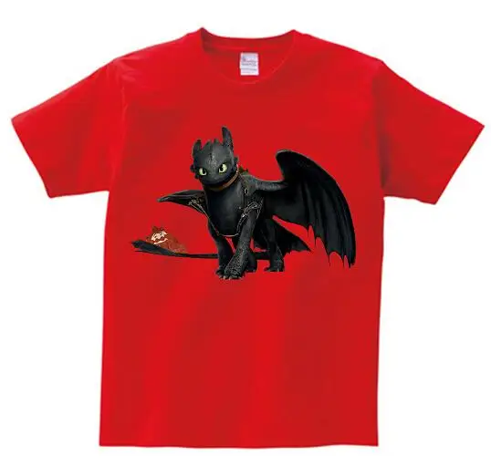 red childreT-shirt Футболка без зубика с карманом; милые топы; футболка с рисунком «Как приручить дракона»; летняя детская футболка в подарок на день рождения; унисекс - Цвет: red childreT-shirt