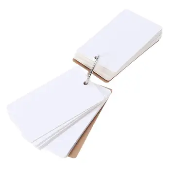 

50pcs Memo Pad Binder Ring Easy Flip Flash Card Kraft Paper Study Cards Bookmark DIY Greeting Card Mini Notebook Planner