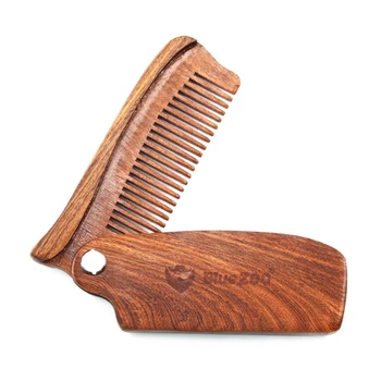 

Men and Women Hair Mustache Beard Folding Comb Beauty Handmade Folding Pocket Clip with PU Bag