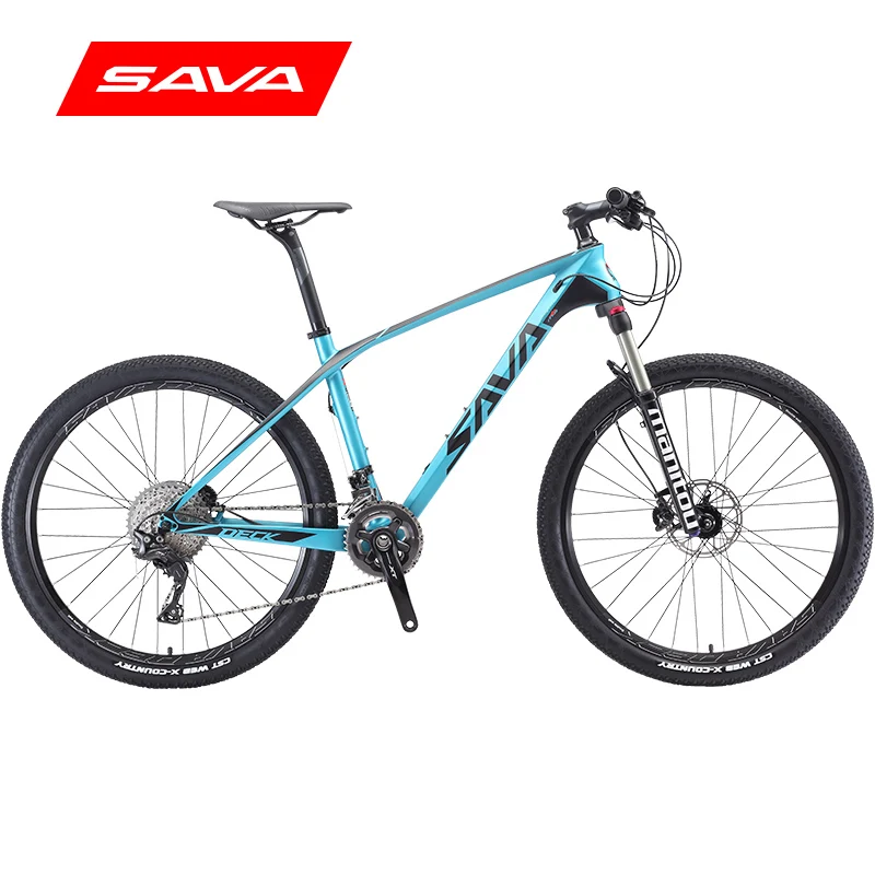 SAVA горный велосипед mtb 27,5 ''карбоновый mtb велосипед карбоновая рама горный велосипед mtb карбоновый с SHIMANO DEORE XT и MANITOU воздушной вилкой - Цвет: Black Blue