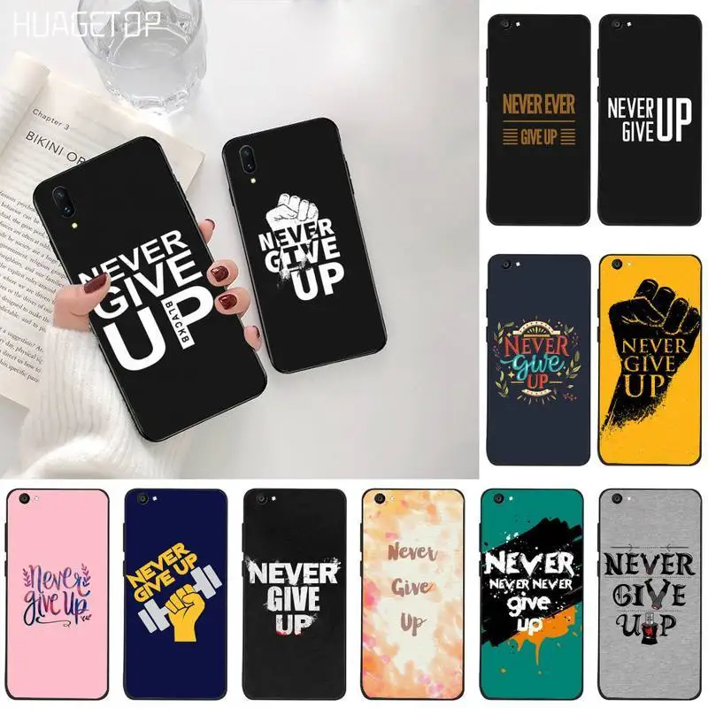 HUAGETOP &quotNever give up&quot черный корпус под плетенную сумку чехол для телефона Vivo Y91c Y17 Y51