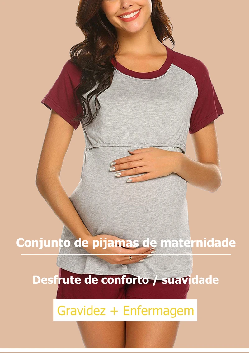 Pijamas conjunto para mulheres grávidas roupa de