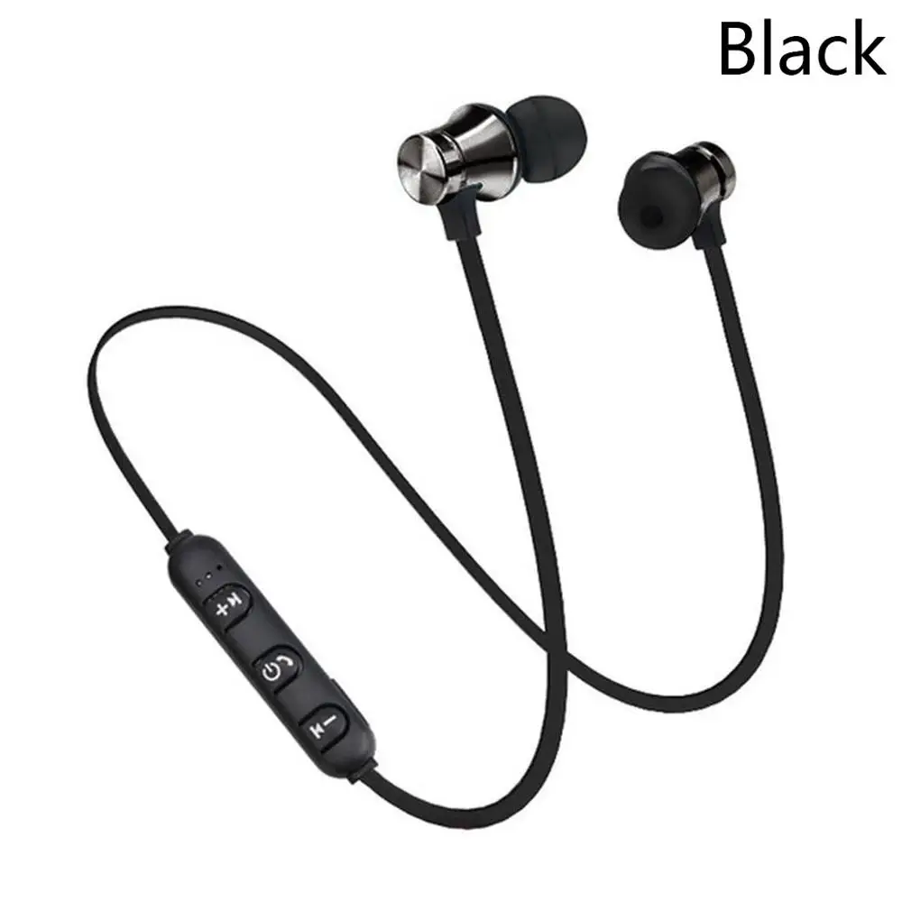 black Магнитные bluetooth-наушники, беспроводные наушники-вкладыши с микрофоном, Спортивная bluetooth-гарнитура, цветная bluetooth-гарнитура - Цвет: black