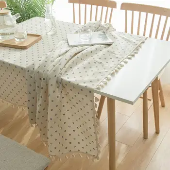 

Linen Cotton Tablecloth Tablecloths Modern Nordic Style Daisy Flower Pattern Home Decorative Tea restaurant Table cover Lace Tab