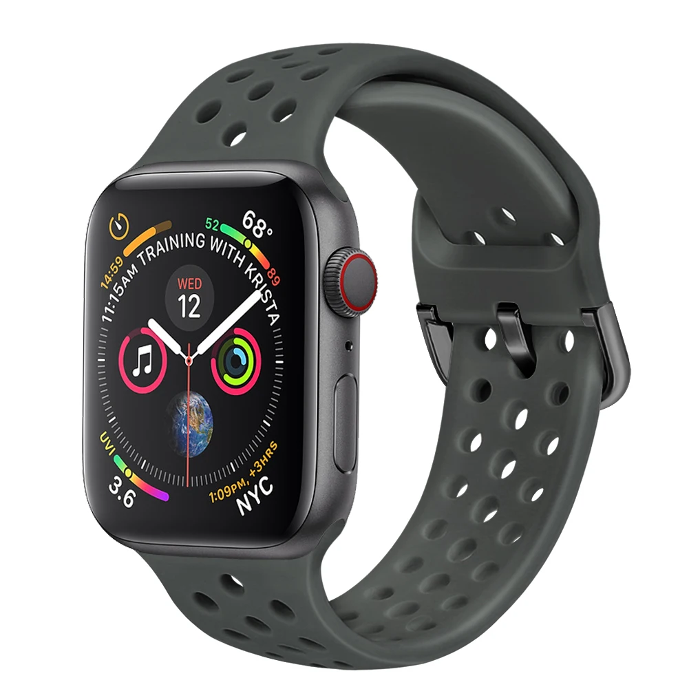 Силиконовый ремешок для Apple Watch band 38 мм 42 мм iWatch 4 band 44 мм 40 мм спортивный дышащий браслет ремешок для Apple watch 4 3 21