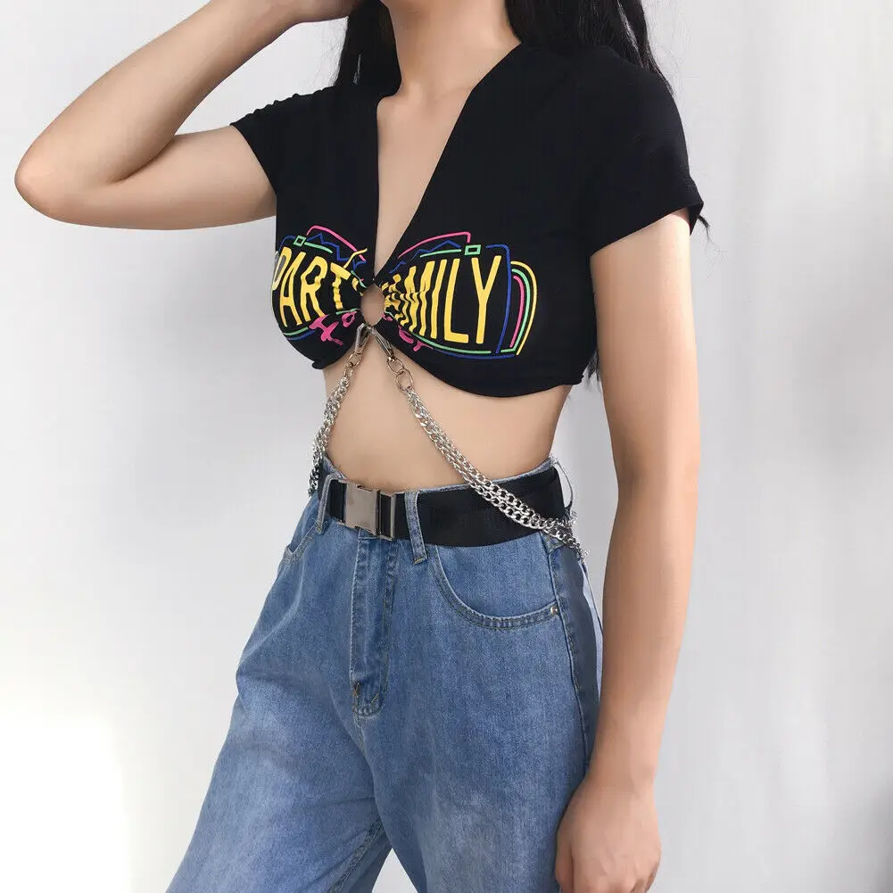 

Women Crop Top Sexy Casual Tank Top Vest Sleeveless V neck Letter Summer Streetwear Tanks Tops