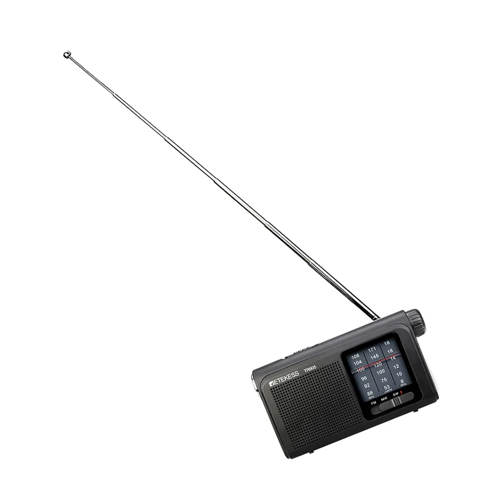 

TR605 Portable Radio Audio FM+AM+SW Receiver with Antenna LED Flashlight LED battery status indicator