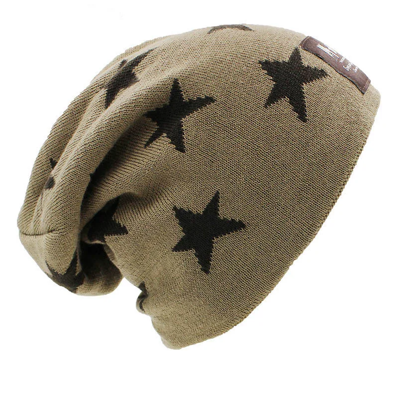 ALTOBEFUN Мужская зимняя шапка Кепка Skullies шапка со звездами дизайн зимние шапки для мужчин женщин искусственный мех теплая вязаная шапка BHT034