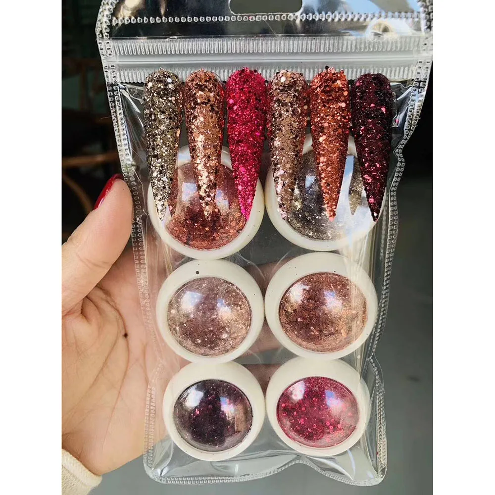 8Bottles Set Mermaid Nail Glitter Sequins Hexagon Colorful Flakes Mixed Size UltraThin Sparkly Powder Dust DIY 4