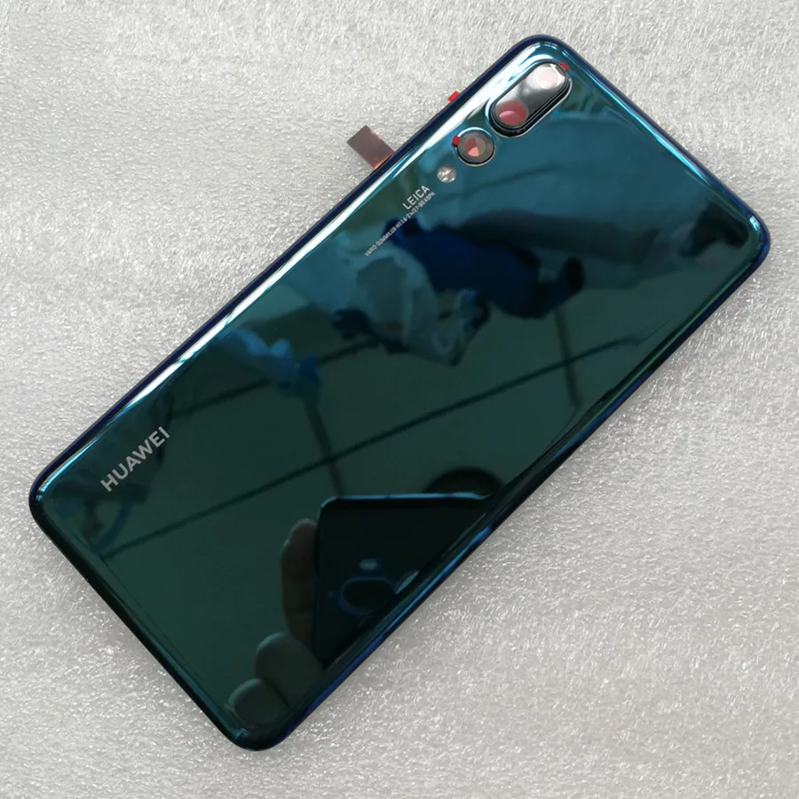 Задняя стеклянная панель для huawei P20 Pro крышка батареи с объективом камеры Задняя стеклянная дверь корпус чехол для huawei P20 Pro крышка батареи - Цвет: Blue With Lens