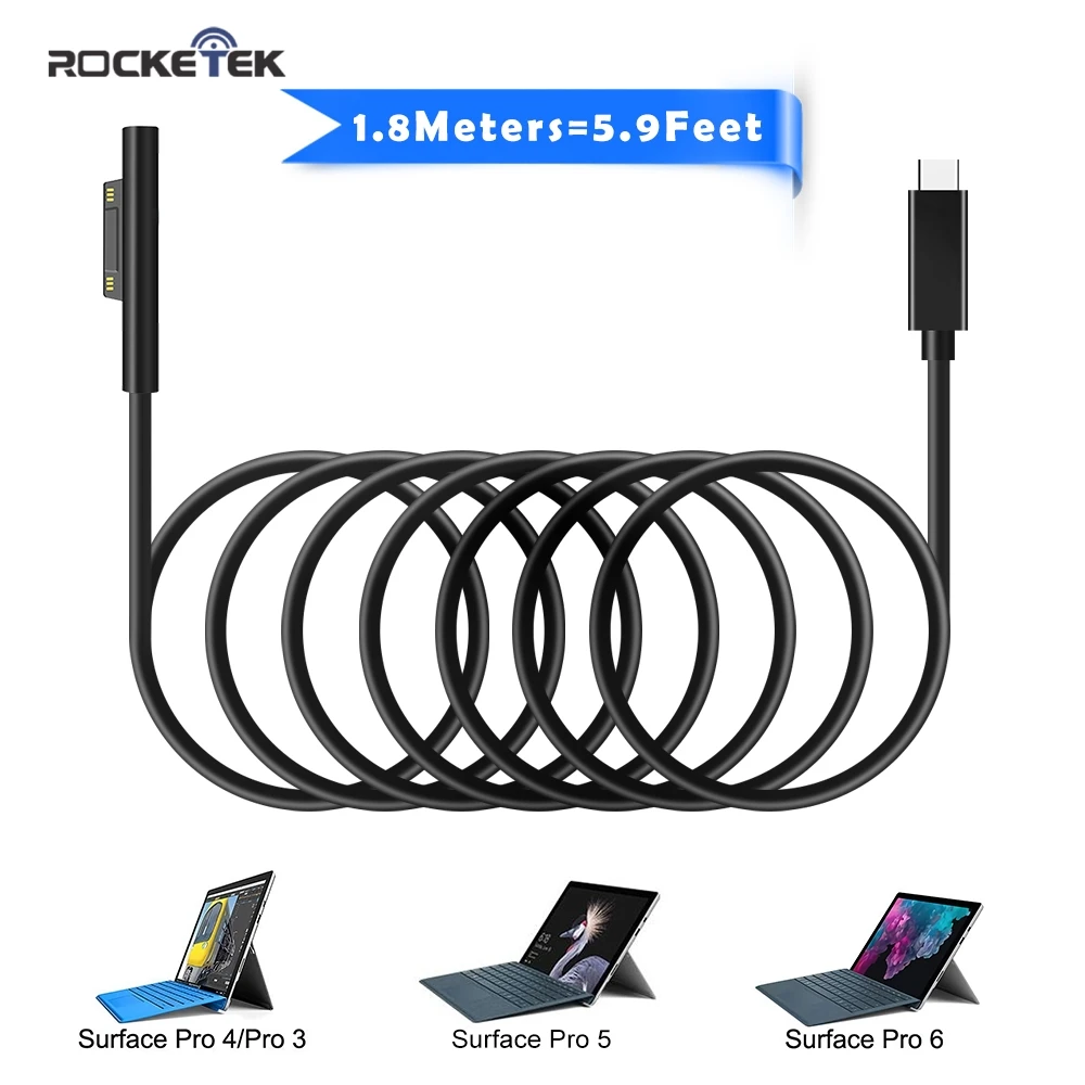 Адаптер питания Rocketek USB Type C 15 в PD зарядный кабель для Microsoft Surface Pro 7/6/5/4/3/GO/BOOK Laptop