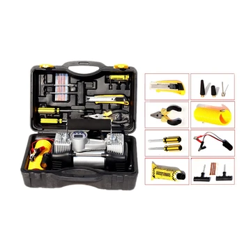 

Car Air Pump, Digital Display Dual-Cylinder Tire Air Pump with Light, Portable Air Pump with Toolbox