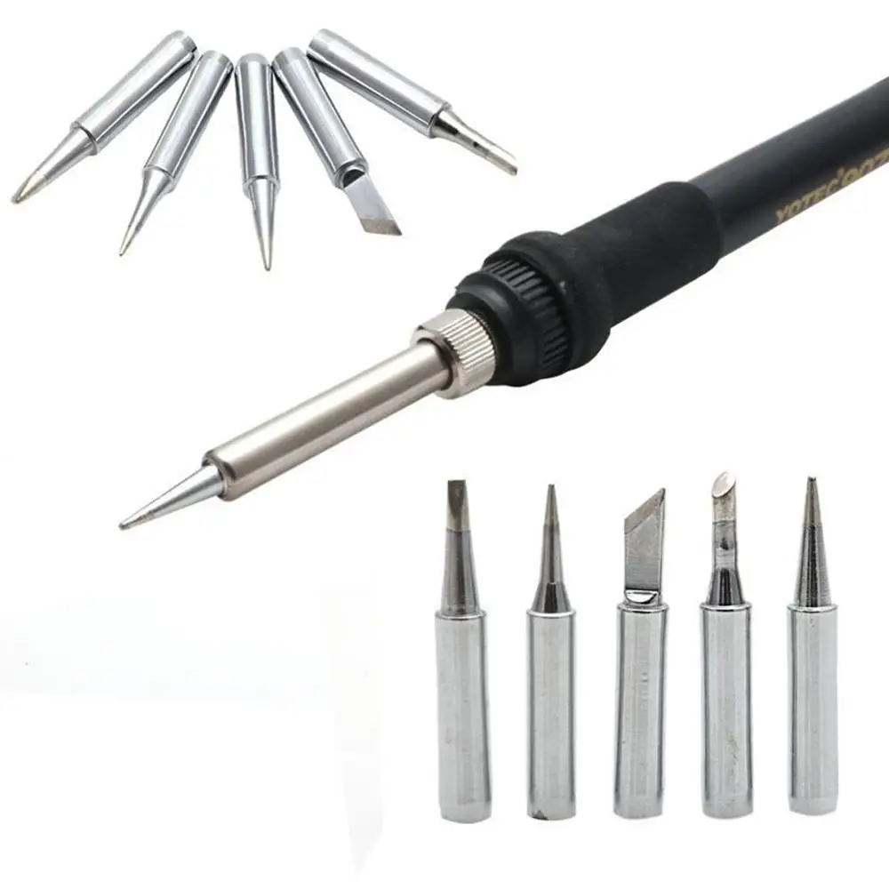 

5pcs 900m-t Soldering Iron Pure Copper Soldering Iron Head Set Inside Hot Bare Copper Electric Soldering Iron Tip Soldering Tool