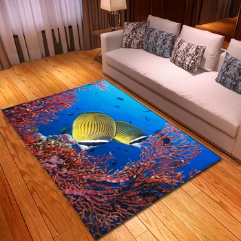 

Nordic Carpets Soft Flannel 3D Printed Fish Area Rugs Parlor Mat Rugs Anti-slip Large Rug Carpet for Living Room Decor