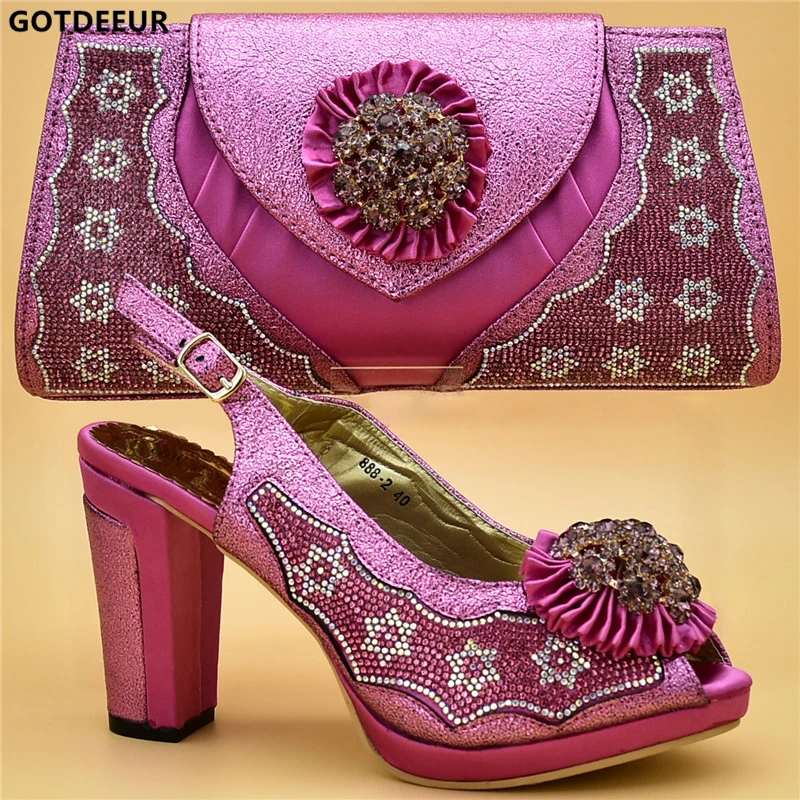 

New Arrival African Party Pumps Decorated with Rhinestone Italian Shoes with Matching Bags for Women Shoes and Bags To Match