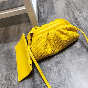 Yellow Новая модная женская сумка BABECOLI, большая сумка с облаком, Сумка с ромбовидной решеткой, тканая сумка, сумка-мессенджер, много цветов для женщин - Цвет: Yellow