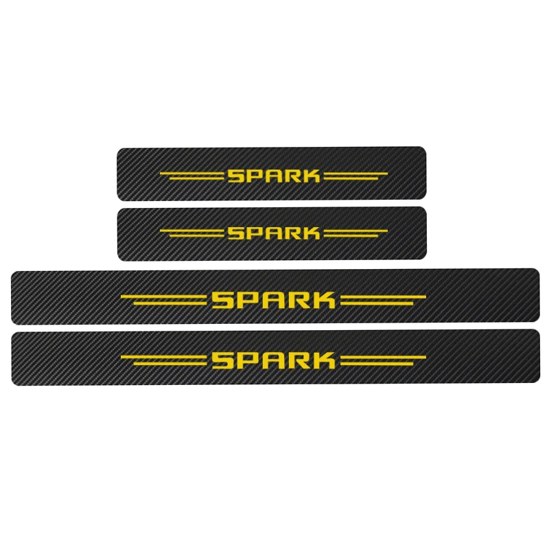 Car Accessories Door Sill Scuff Plate Guards Carbon Fiber Protector Stickers For Chevrolet Spark Colorado Cruze Trax Car Styling - Color: yellow
