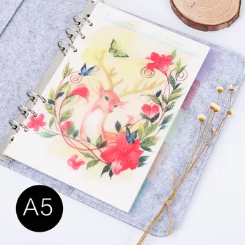

5pcs A5 Loose-leaf Notebook Inner Page Divider Page 6 Hole Loose-leaf Handbook Divider Page Cartoon Pattern Separator Page