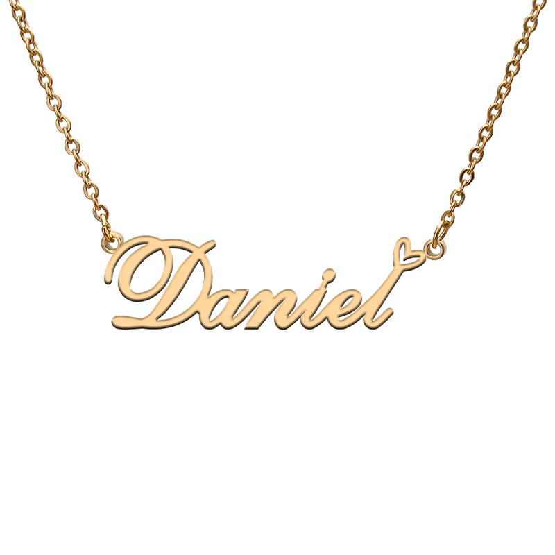 

God with Love Heart Personalized Character Necklace with Name Daniel for Best Friend Jewelry Gift