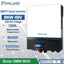 POWLAND 8000W Inverter solare 230V 48V onda sinusoidale pura 500vdc ingresso fotovoltaico 80A MPPT caricabatterie solare supporto WIFI integrato litio BMS
