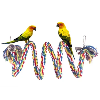 

New Parrot Rope Hanging Braided Budgie Chew Rope Bird Cage Cockatiel Toy Pet Stand Training Accessories Conure Swing Supplies